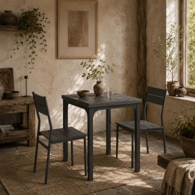 The Range Bani Grey Wood Grain 3-Piece Compact Dining Set