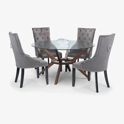 The Range Chelsea 140cm Table and Veneto Chairs Set - Grey