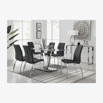 The Range Florini V Grey Dining Table and 6 Isco Chairs - Black