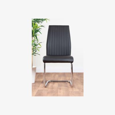 The Range Palma White High Gloss Round Dining Table and 4 Lorenzo Chairs - Black