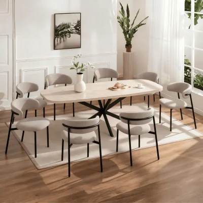 The Range Axal Oakgrain Effect Extending Dining Table and Velora Beige Chairs Set - Oak effect & Beige