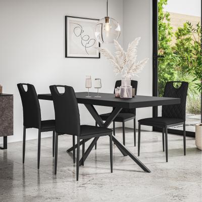 The Range Donni Dining Table And Monza Faux Leather Chairs - Black