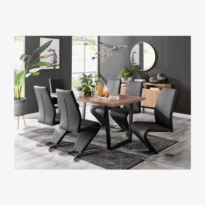 The Range Kylo Brown Wood Effect Dining Table  6 Willow Chairs - Black