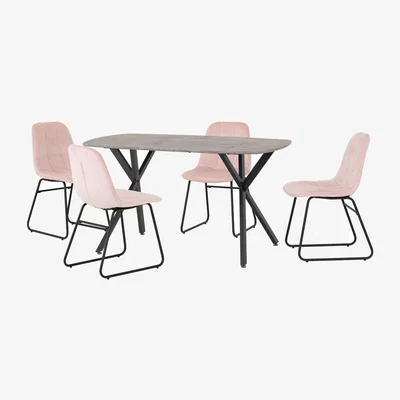 The Range Athens Rectangular Dining Set with Lukas Chairs - Baby Pink