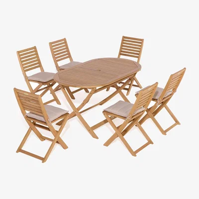 The Range Rowlinson Ashdown Folding Oval Dining Set - Natural / 6