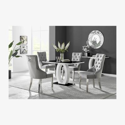 The Range Giovani 4 Black Dining Table and 4 Belgravia Chairs - Grey