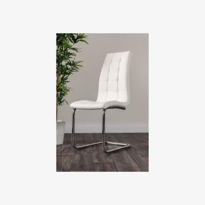The Range Palma Black Semi Gloss Round Dining Table and 6 Murano Chairs - White