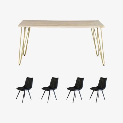 The Range Dallas Light Mango Rectangular Wooden Dining Table Set With 4 Chairs - Light Wood