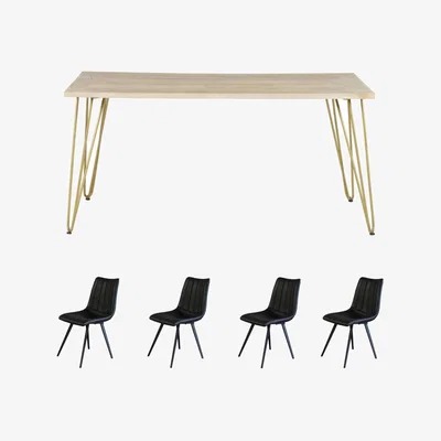 The Range Dallas Light Mango Rectangular Wooden Dining Table Set With 4 Chairs - Light Wood
