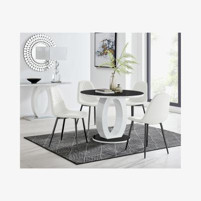 The Range Giovani Round BLACK 100cm Table 4 Corona Black Leg Chairs - White