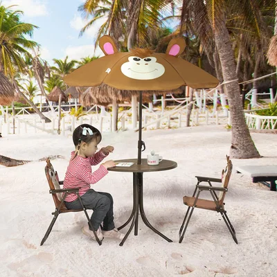 The Range Kids Picnic and Table Chair set with Monkey Design - Brown
