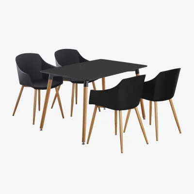 The Range Eden Halo Dining Set with a Black Table and Set of 4 Chairs - Black