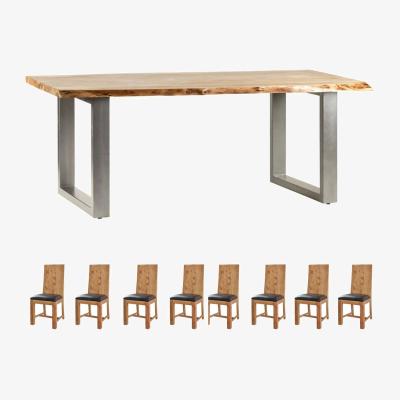 The Range Natural Essential Live Edge Large Dining Table Set With 8 Chairs - Natural Wood