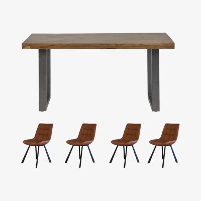 The Range Cosmopolitan Rectangular Industrial Dining Table Set With 4 Chairs - Light Wood