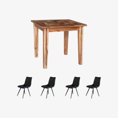 The Range Reclaimed Boat Solid Wood Small Square Dining Table Set With 4 Chairs - Multicolour