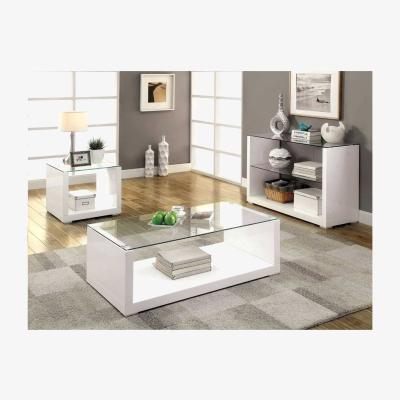 The Range Sandro White High Gloss And Glass Side Table - White