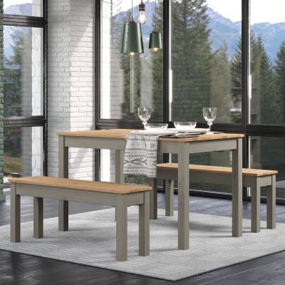 The Range Linea Grey 1500mm Table and 2 Bench Seat set  - Grey washed wax