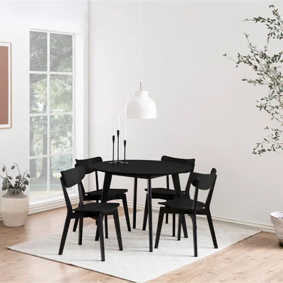 The Range Roxby Round Dining Table and Chair Set - Black / 105cm