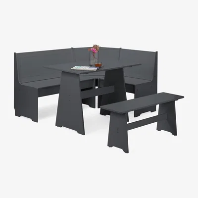 The Range Newport Corner Dining Set With Storage Bench - Anthracite - Anthracite