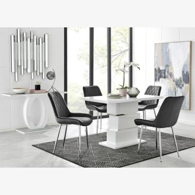 The Range Apollo Dining Table With Four Pesaro Silver Leg Chairs - Black