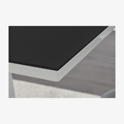 The Range Giovani Black White High Gloss Glass Dining Table and 4 Murano Chairs Set - Black