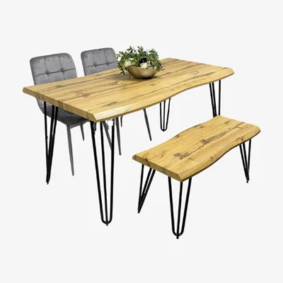 The Range Arizona Dining Table with Velvet Chairs and Bench  - grey