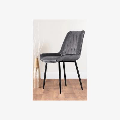 The Range Novara 120cm Round Dining Table and 4 Pesaro Black Leg Chairs - Grey