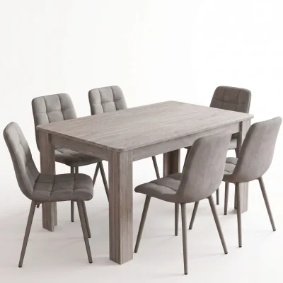 The Range Dining Set with Arrow Grey Table and 6 Grey Nova Velvet Chairs 6 Seater for Kitchen - Grey