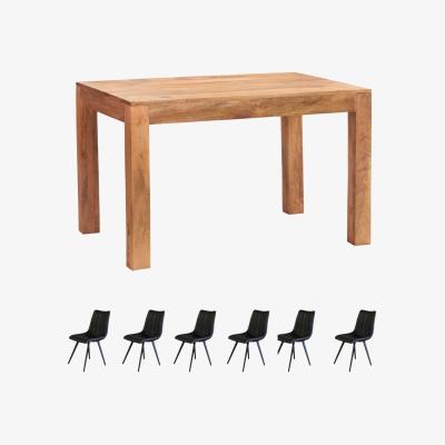 The Range Dakota Light Mango 6Ft Large Wooden Dining Table Set With 6 Chairs - Light Wood