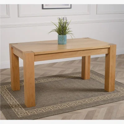 The Range Kuba 150 x 85 cm Chunky Medium Oak Dining Table and 6 Lola Leather Chairs - Red