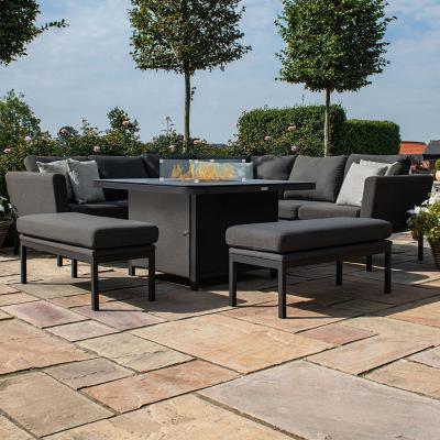 The Range Pulse Deluxe Square Corner Dining Set With Firepit Table - Charcoal Grey