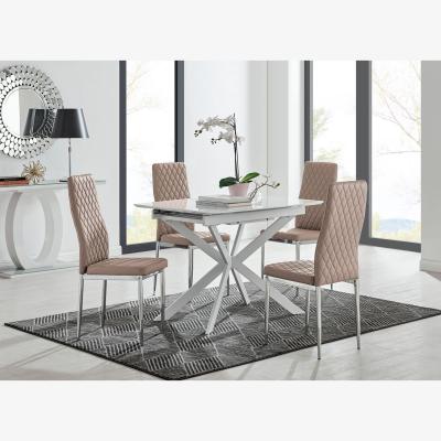 The Range LIRA 100 Extending Kitchen Dining Table and 4 Milan Chairs - Cappuccino