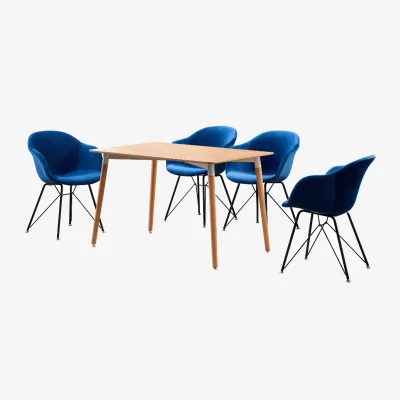 The Range Valentina Halo Dining Set with a Table and Set of 4 Chairs - Blue