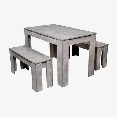 The Range Kosy Koala Stone Grey Dining Table With 2 Benches Furniture Set - Stone Grey