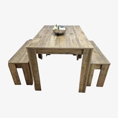 The Range Kosy Koala Rustic Effect Dining Table Set with Two Benches - Brown