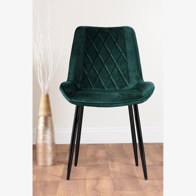 The Range Anders Honey Wood Dining Table and 4 Pesaro Black Leg Chairs - Green