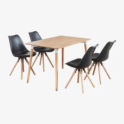 The Range Sophie Halo Dining Set Includes a Table and Chairs Set of 4 - Black