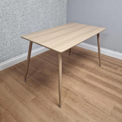 The Range Modern Wood Effect Dining Table Set With 4 Green Velvet Chairs Dining Room Furniture - Brown