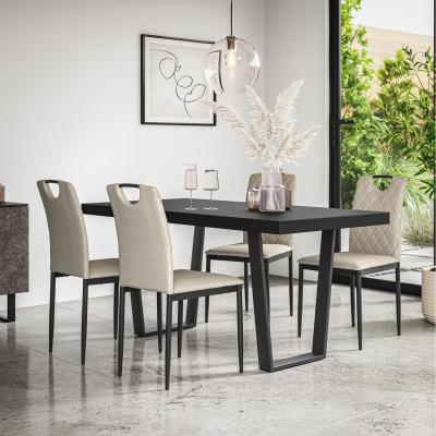 The Range Aria Dining Table And Monza Linen Chairs - Beige / 6