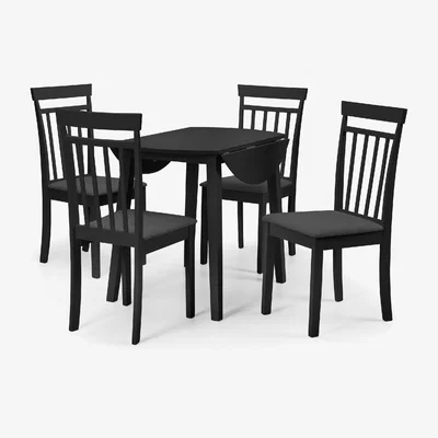 The Range Coast Black Dropleaf Table and Chairs Set - Black / 1 Table and 4 Chairs