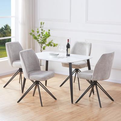 The Range Aspen White Rectangular Table and 2 Swivel Dining Chairs - Light Grey