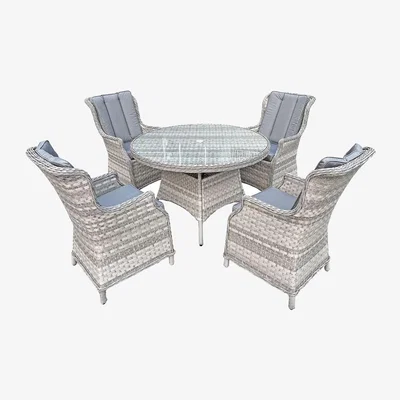 The Range Oseasons Knightsbridge XL Rattan 4 Seat Dining Set - Dove Grey