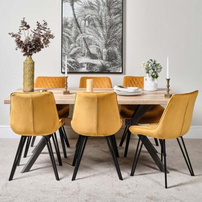 The Range Kamala 180cm Dining Table  6 Chase Dining Chairs - Gold