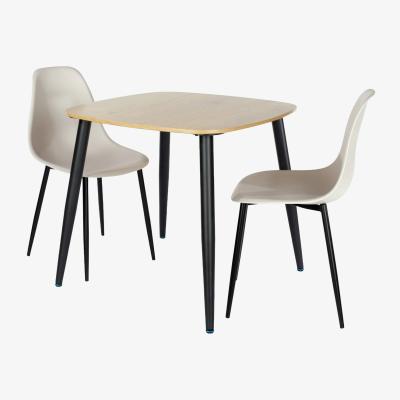 The Range Aspen Light Oak Square Table and 2 Curve Chair Dining Set - Calico