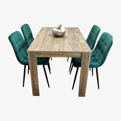 The Range Kosy Koala Rustic Effect Dining kitchen table Set with Chairs - Green