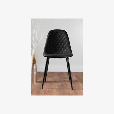 The Range Novara GOLD Round Dining Table (120)  6 Corona Black Leg Chairs - Black