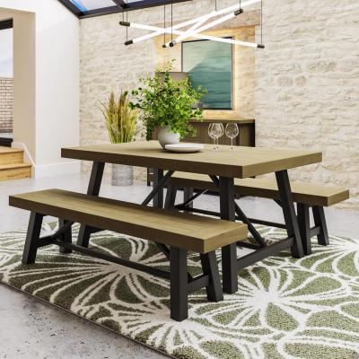 The Range 1.6m Solid Pine Dining Table Set Industrial Design - Pine