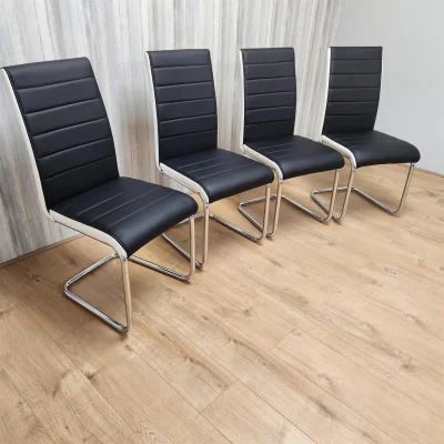 The Range Modern Dining Table Set With 4 Black Chairs Dining Room Furniture - Brown