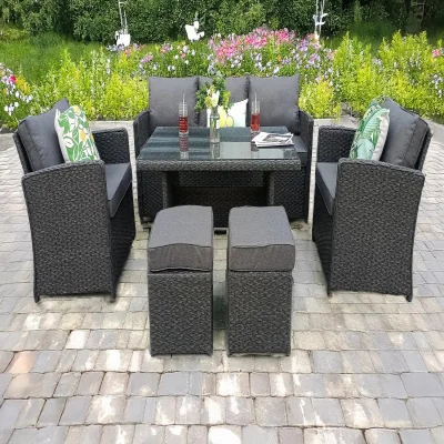 The Range Madrid Rattan 7 Seater Dining Set  - Grey
