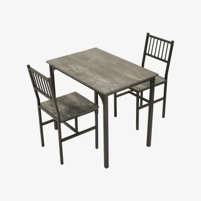 The Range Vintage Retro Dining Table Set with Two Chairs - Grey & Black